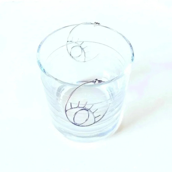 Marlyn Schiff Silver Tone Eyelash Hoop Earrings - Picture 2 of 3